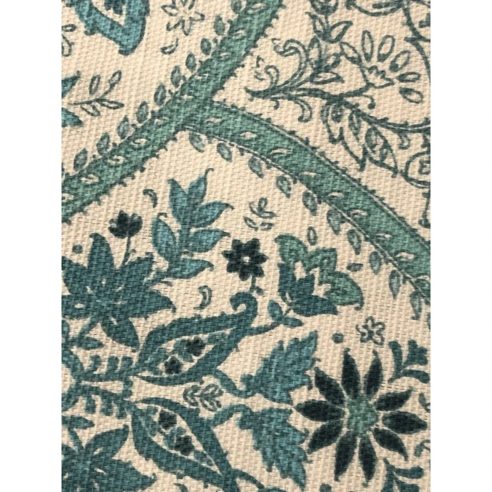 New Envogue Aqua Green Floral Paisley Medallion Fabric Shower Curtain Cotton